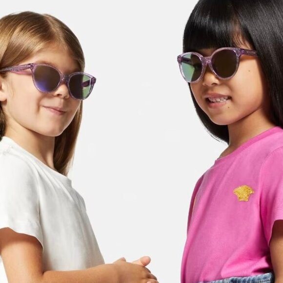 Versace Kids VK4427U 53734V Cat Eye Sunglasses - Lilac Glitter/Grey Mirror - Picture 2 of 9